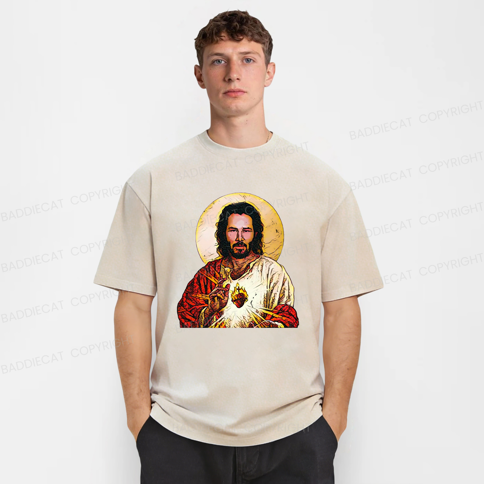Baddiecat Holy Keanu Washed T-shirt