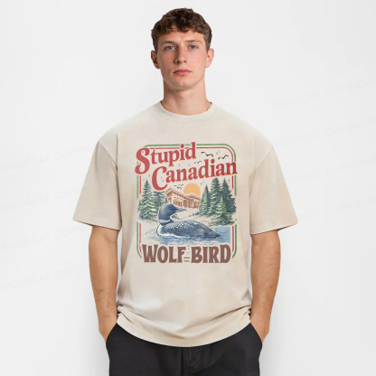 Baddiecat Stupid Canadian Wolf Bird Washed T-shirt