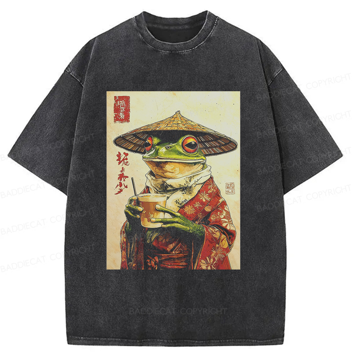 Baddiecat Tea Frog Washed T-shirt
