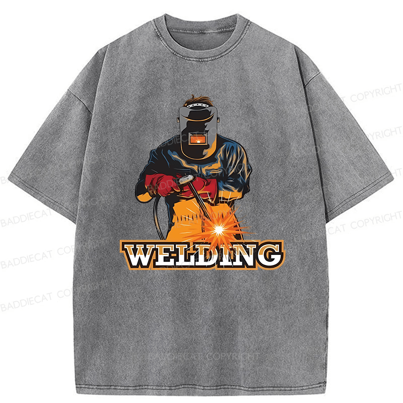 Baddiecat Electrician Welding Washed T-shirt