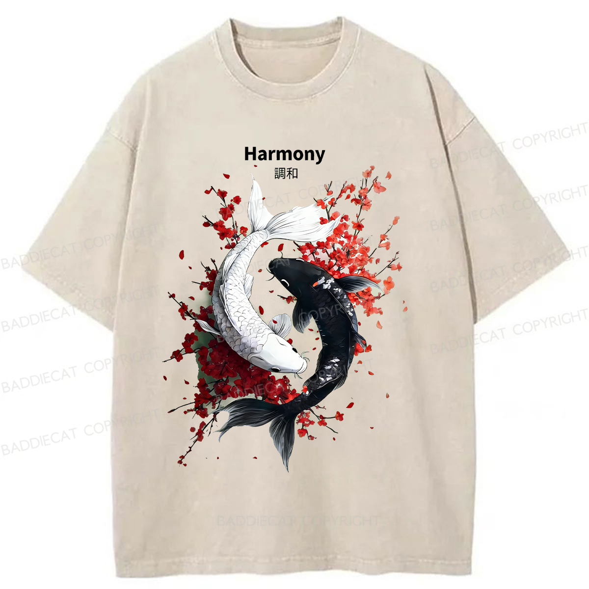 Baddiecat Yin Yang Fish Washed T-shirt