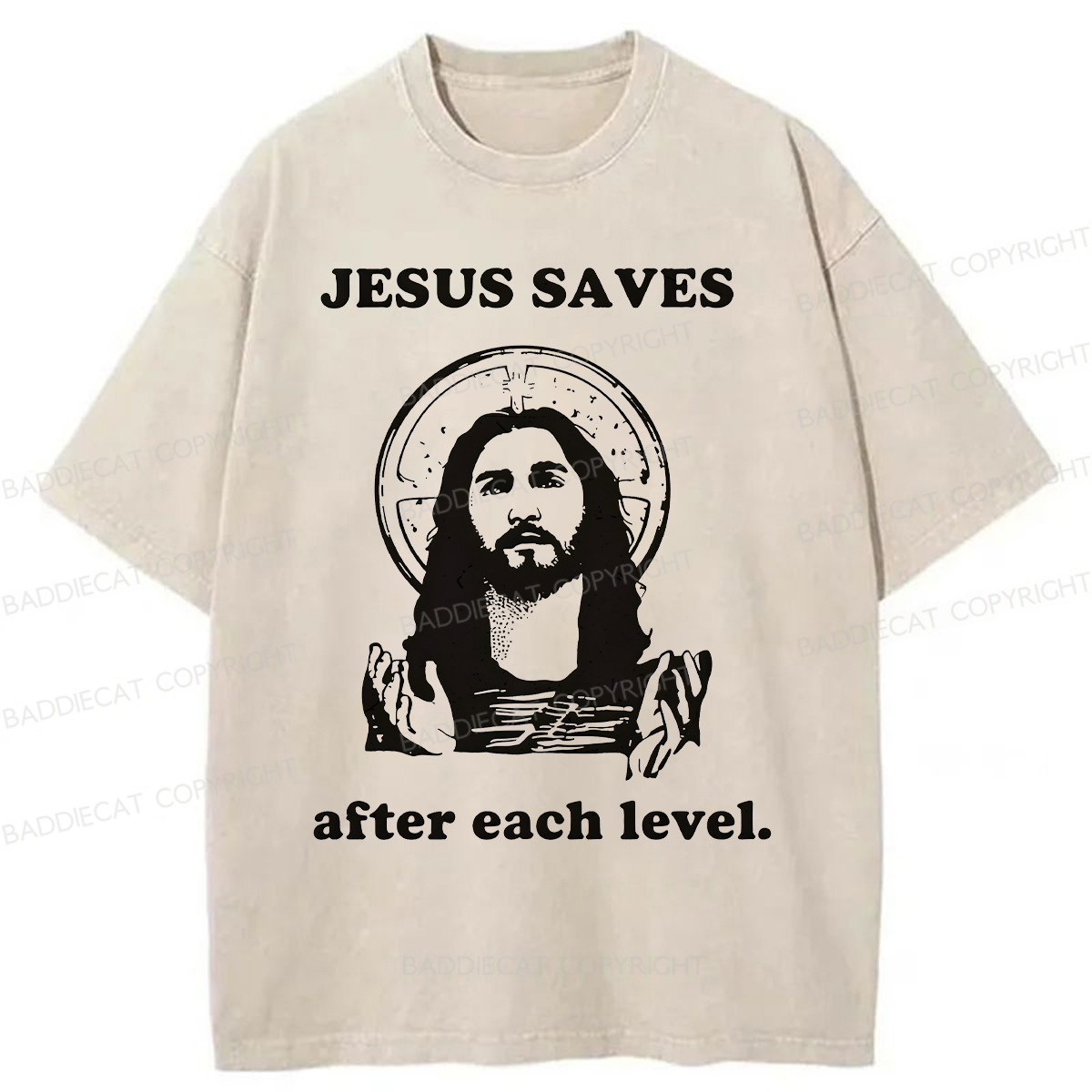 Baddiecat Jesus Saves Classic Washed T-shirt
