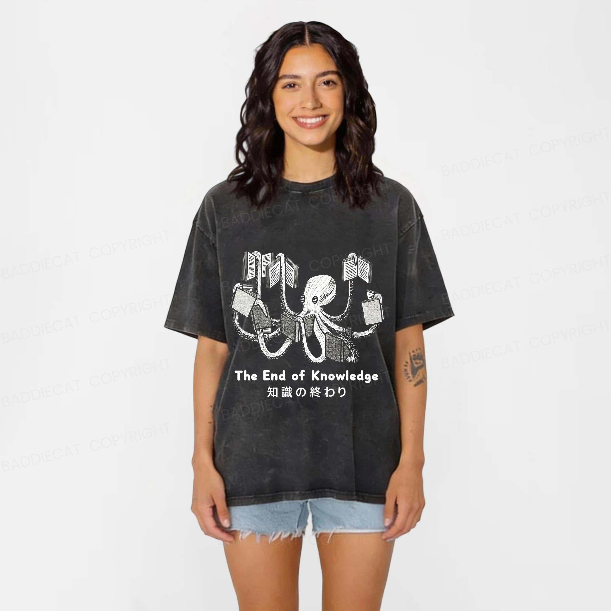 Baddiecat Knowledge Terminator Washed T-shirt