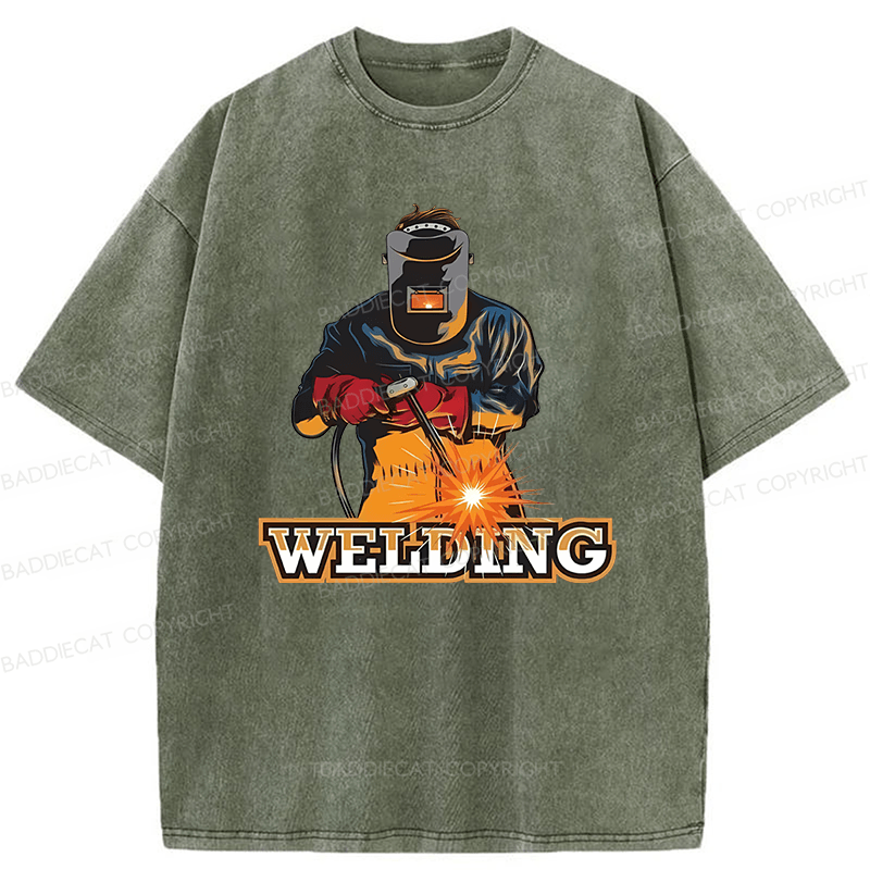 Baddiecat Electrician Welding Washed T-shirt