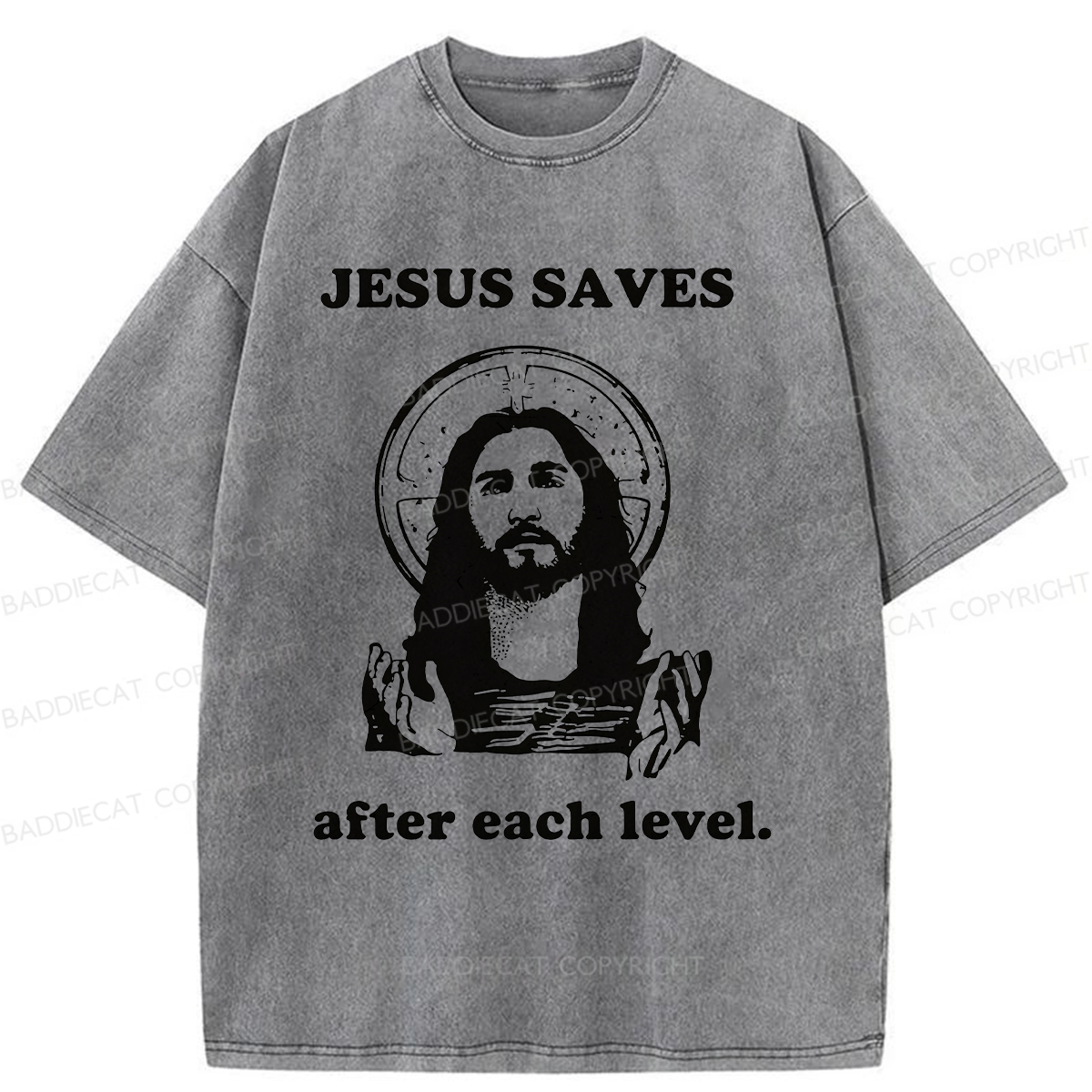 Baddiecat Jesus Saves Classic Washed T-shirt