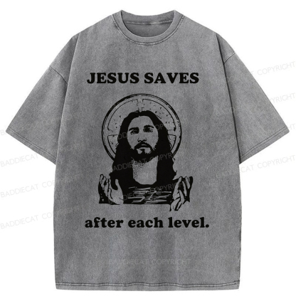 Baddiecat Jesus Saves Classic Washed T-shirt