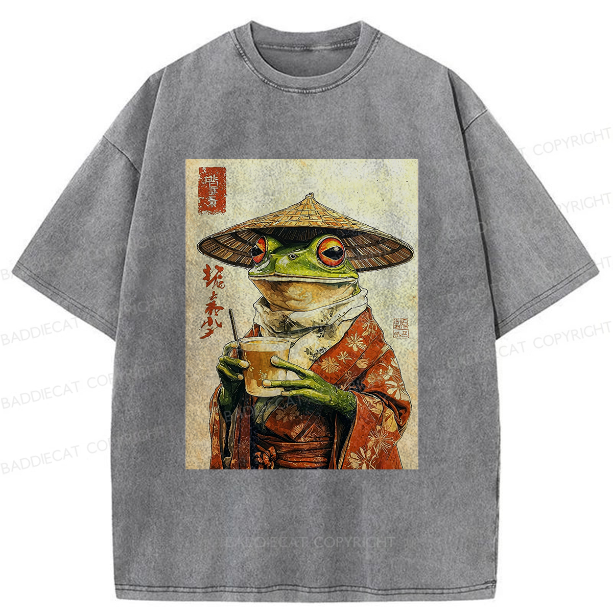 Baddiecat Tea Frog Washed T-shirt