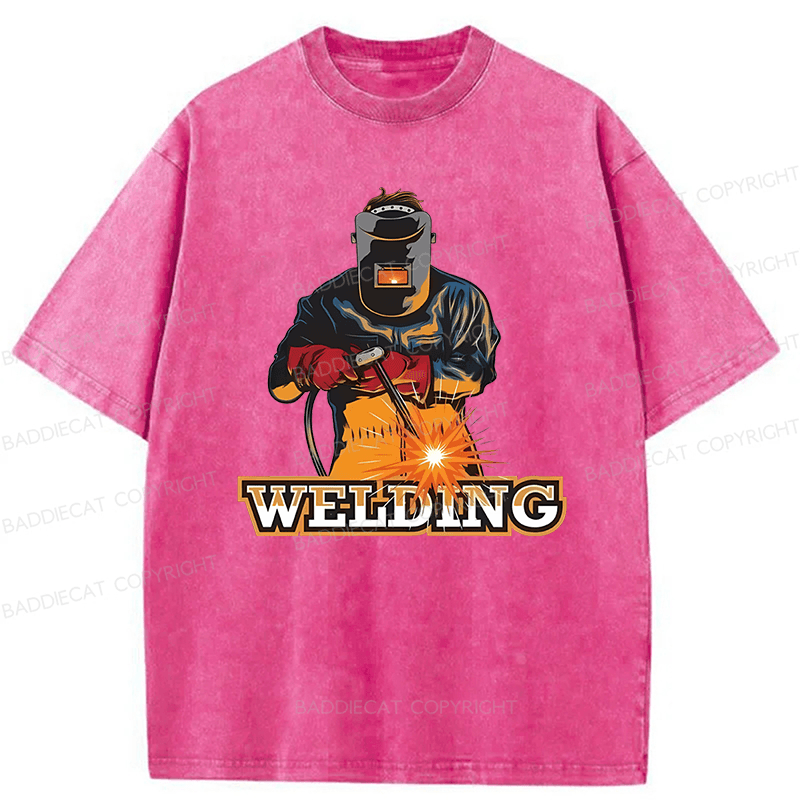 Baddiecat Electrician Welding Washed T-shirt
