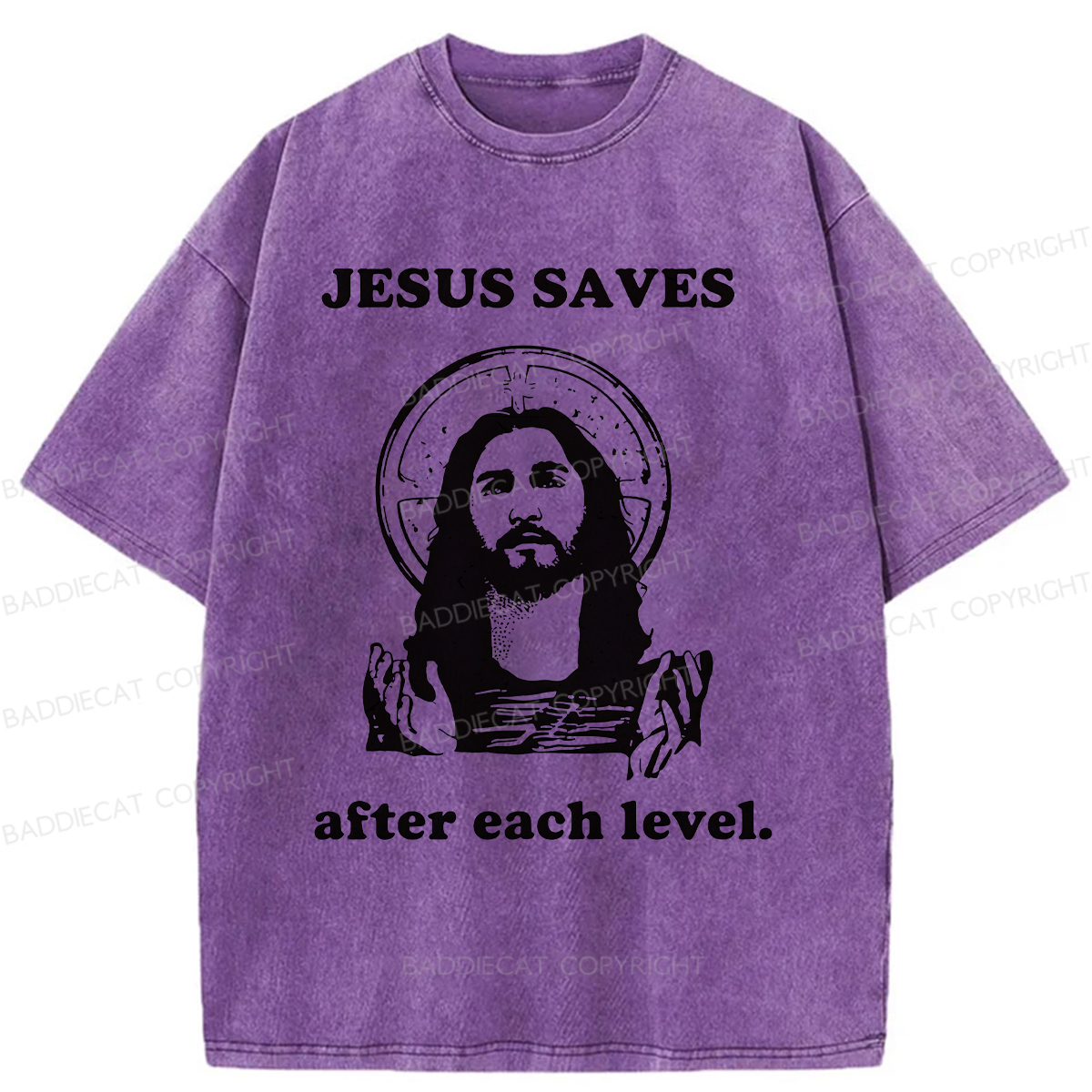 Baddiecat Jesus Saves Classic Washed T-shirt