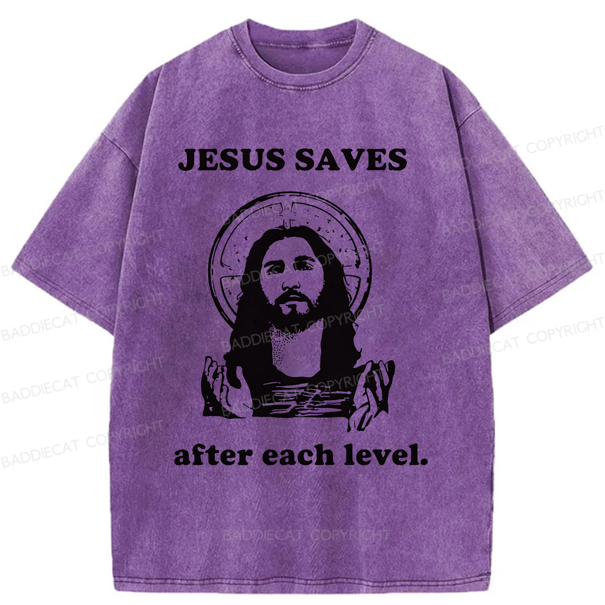 Baddiecat Jesus Saves Classic Washed T-shirt