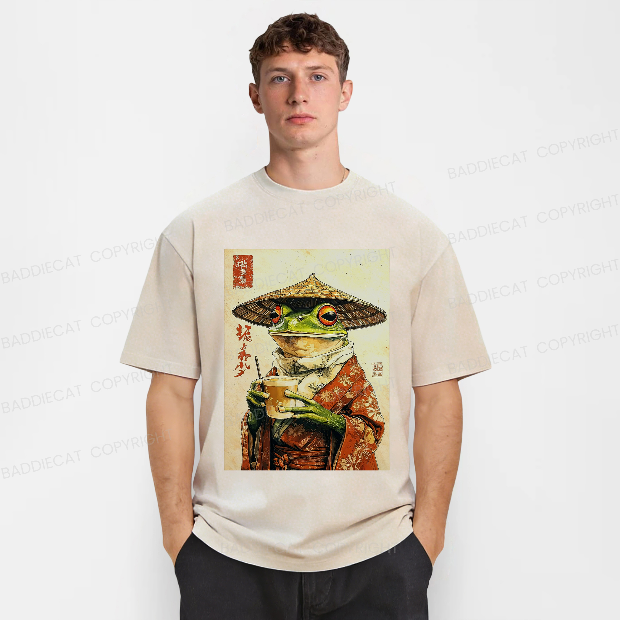 Baddiecat Tea Frog Washed T-shirt