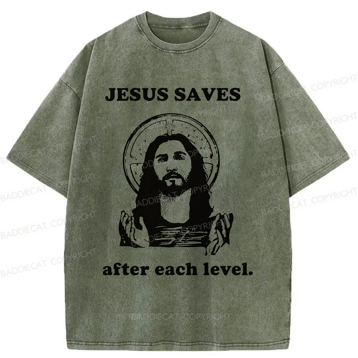 Baddiecat Jesus Saves Classic Washed T-shirt