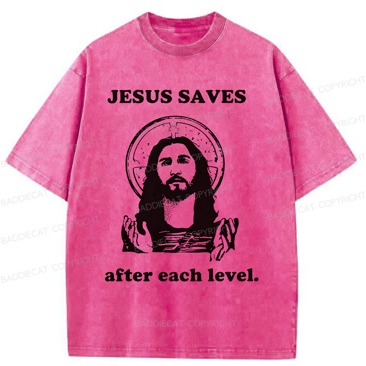 Baddiecat Jesus Saves Classic Washed T-shirt