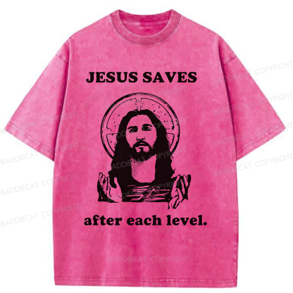 Baddiecat Jesus Saves Classic Washed T-shirt
