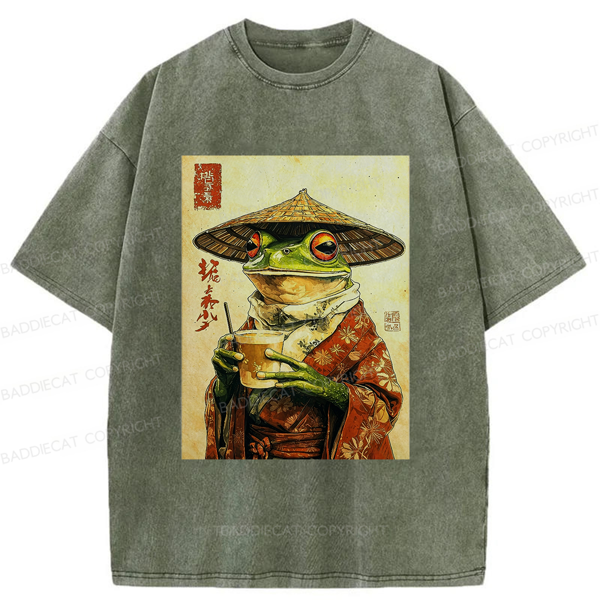 Baddiecat Tea Frog Washed T-shirt