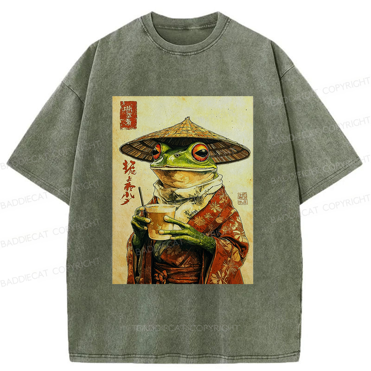 Baddiecat Tea Frog Washed T-shirt