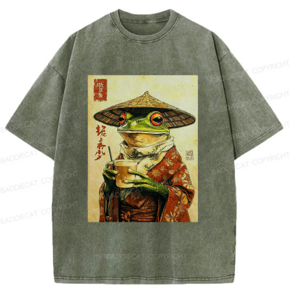 Baddiecat Tea Frog Washed T-shirt