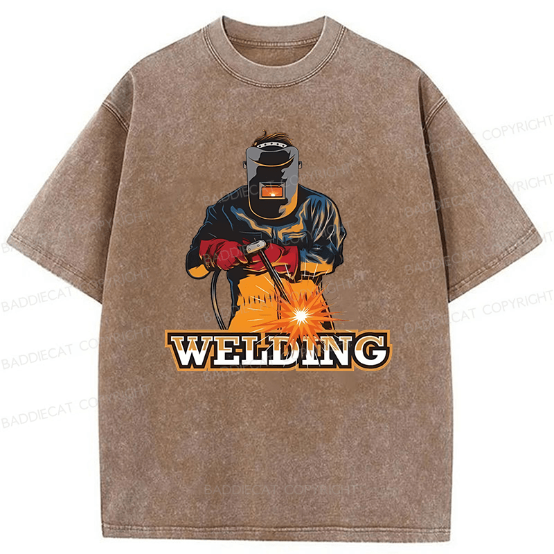 Baddiecat Electrician Welding Washed T-shirt