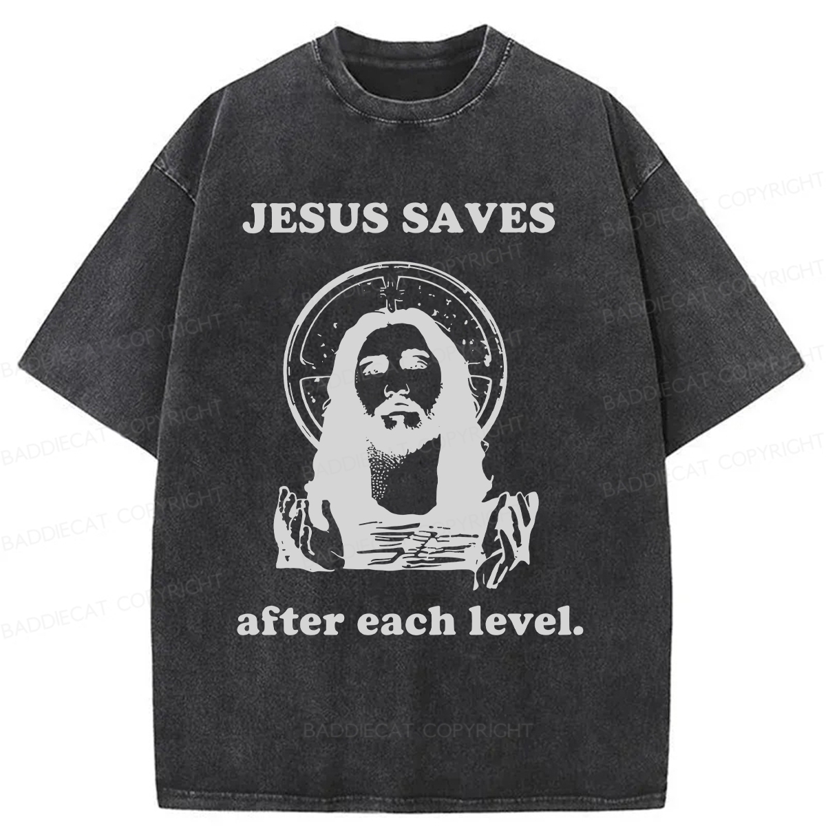 Baddiecat Jesus Saves Classic Washed T-shirt