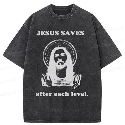 Baddiecat Jesus Saves Classic Washed T-shirt