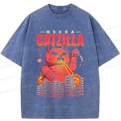 Baddiecat Mecha-Catzilla Washed T-shirt