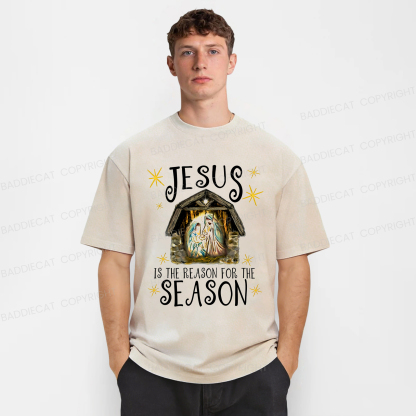 Baddiecat Jesus Is The Reason For The Season Washed T-shirt