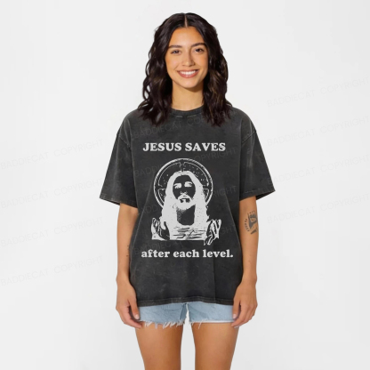 Baddiecat Jesus Saves Classic Washed T-shirt
