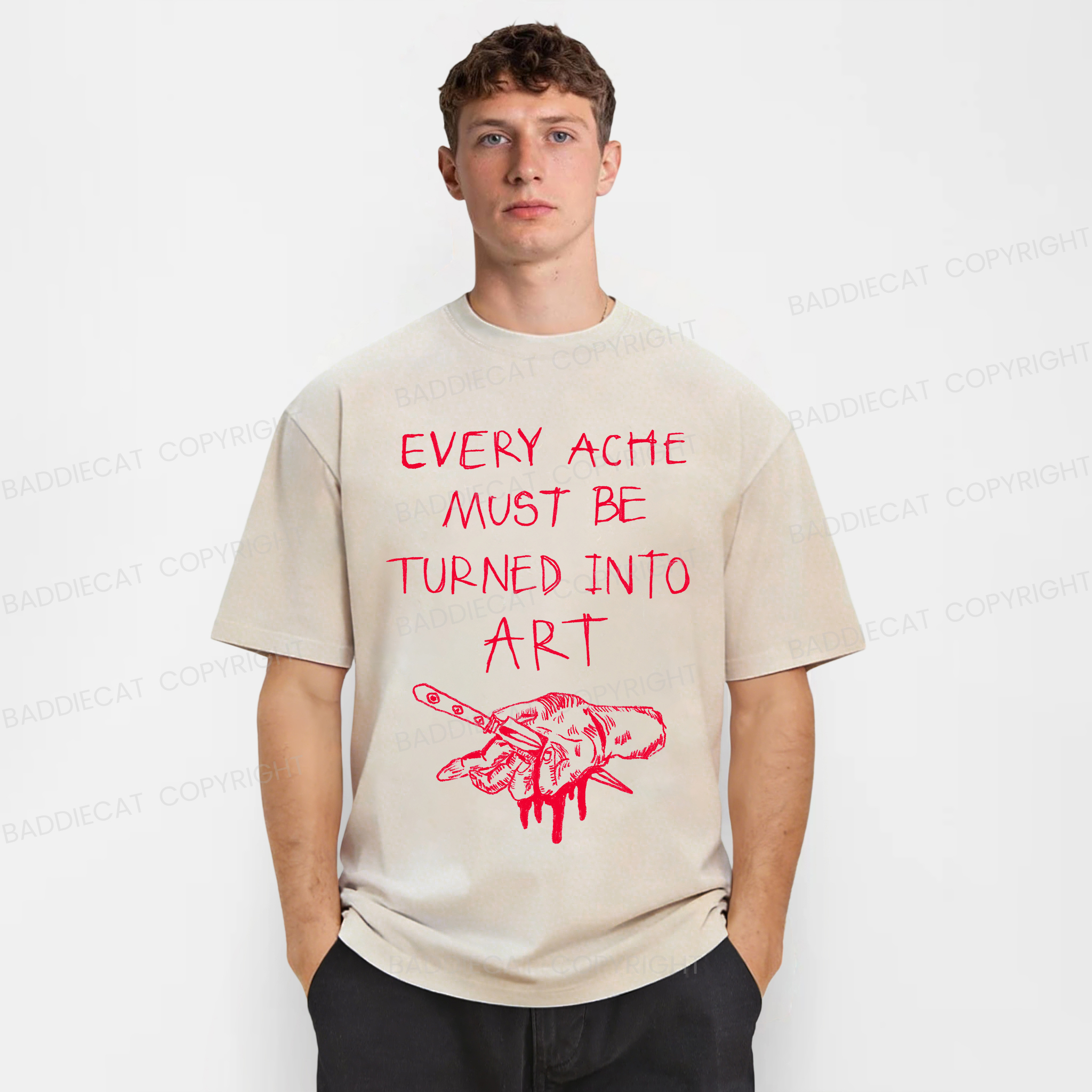 Baddiecat Every Ache Must Be Turned Into Art Washed T-Shirt
