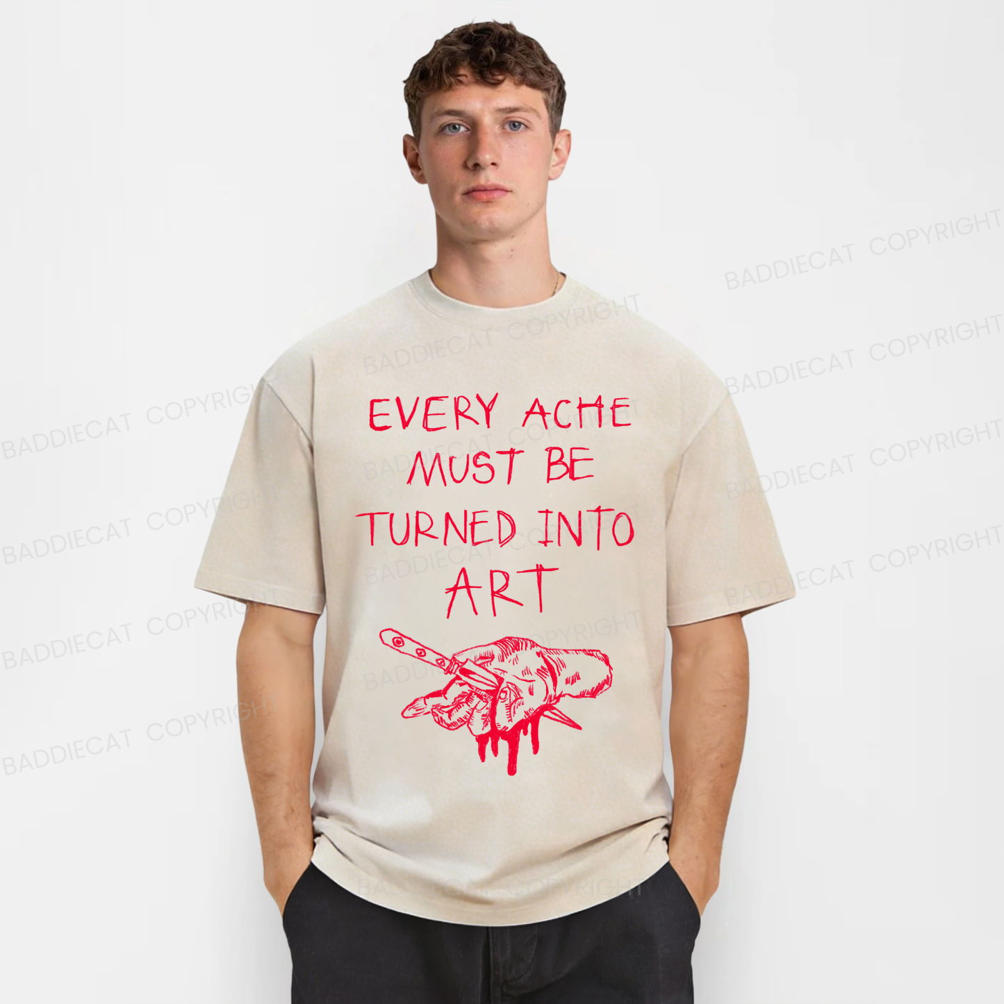 Baddiecat Every Ache Must Be Turned Into Art Washed T-Shirt