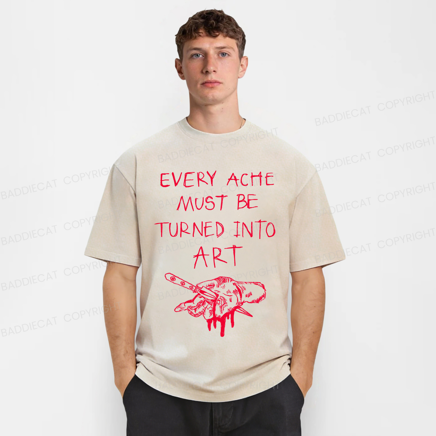 Baddiecat Every Ache Must Be Turned Into Art Washed T-Shirt
