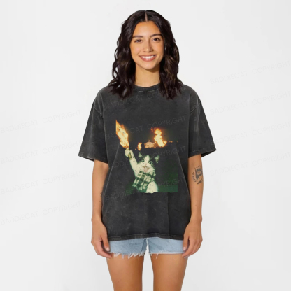 Baddiecat Excited Cat Washed T-shirt