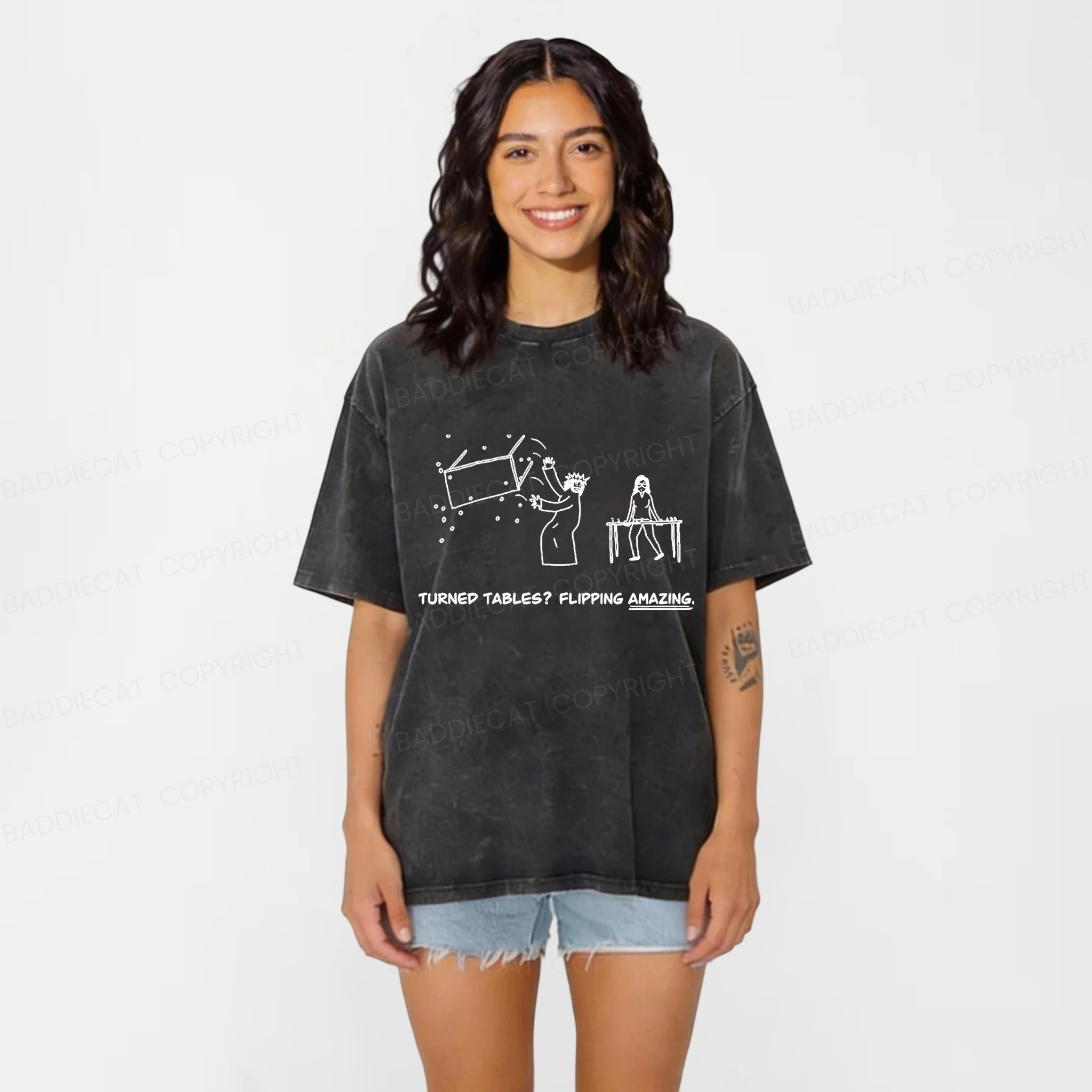 Baddiecat Jesus Funny Washed T-shirt