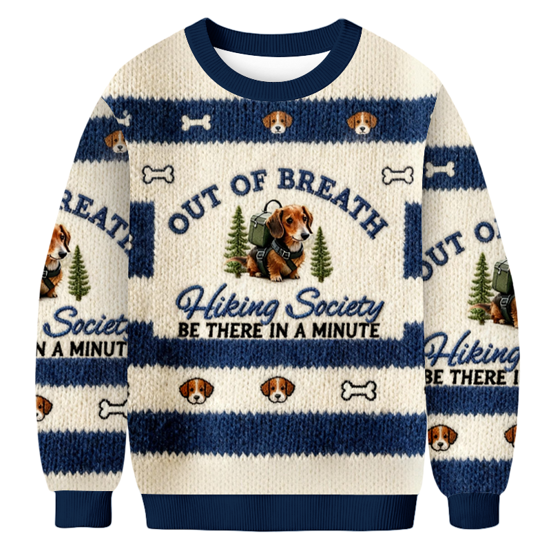 Baddiecat The Dachshund Out Of Breath Hiking Society Be There In A Minute For Porche Christmas Ugly Sweatshirt