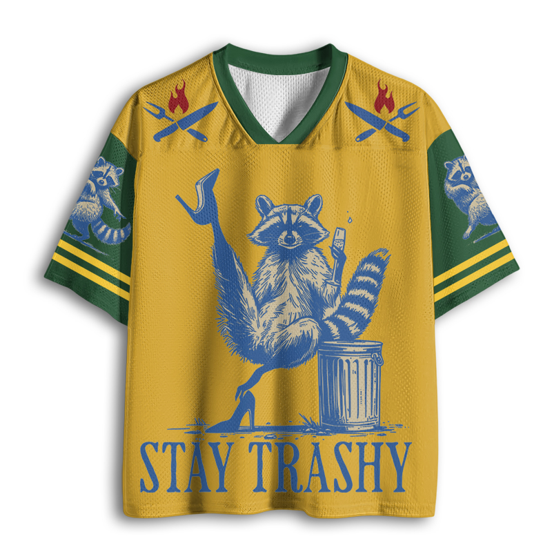 Baddiecat Stay Trashy Raccoon Funny Feminine Mesh Jersey