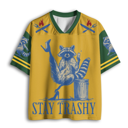 Baddiecat Stay Trashy Raccoon Funny Feminine Mesh Jersey