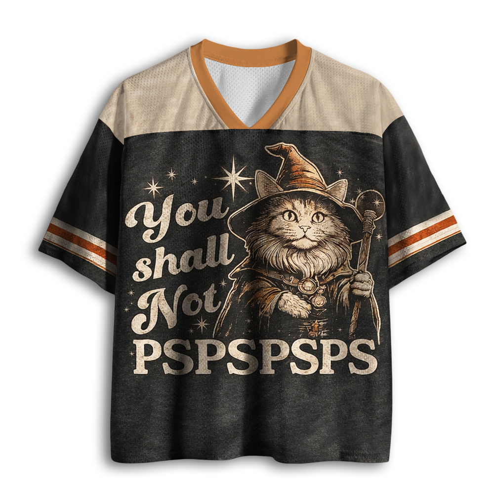 Baddiecat You Shall Not PSPSPSPS Funny Cat Wizard Mesh Jersey