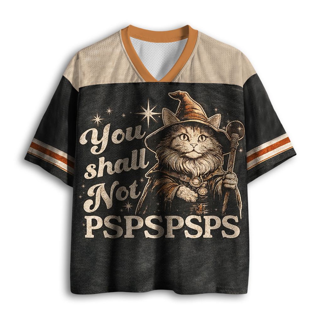Baddiecat You Shall Not PSPSPSPS Funny Cat Wizard Mesh Jersey