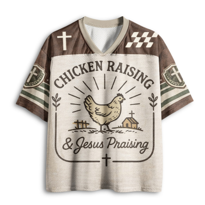 Baddiecat Chicken Raising Jesus Praising Mesh Jersey