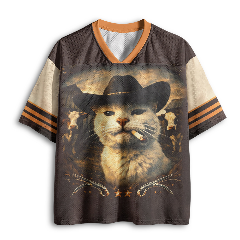 Baddiecat Funny Cowboy Cat Mesh Jersey
