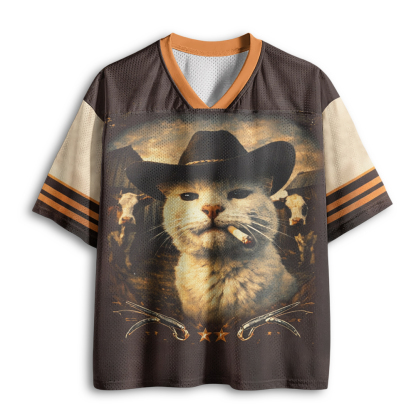 Baddiecat Funny Cowboy Cat Mesh Jersey