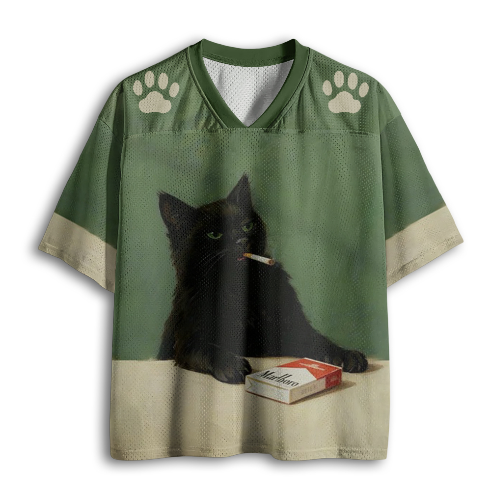 Baddiecat Vintage Smoking Cat Mesh Jersey
