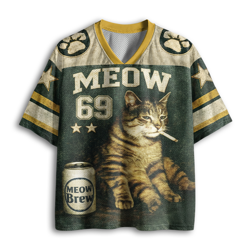 Baddiecat Smoking Cat Mesh Jersey