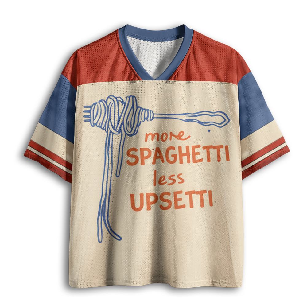 Baddiecat Funny More Spaghetti Less Upsetti Mesh Jersey