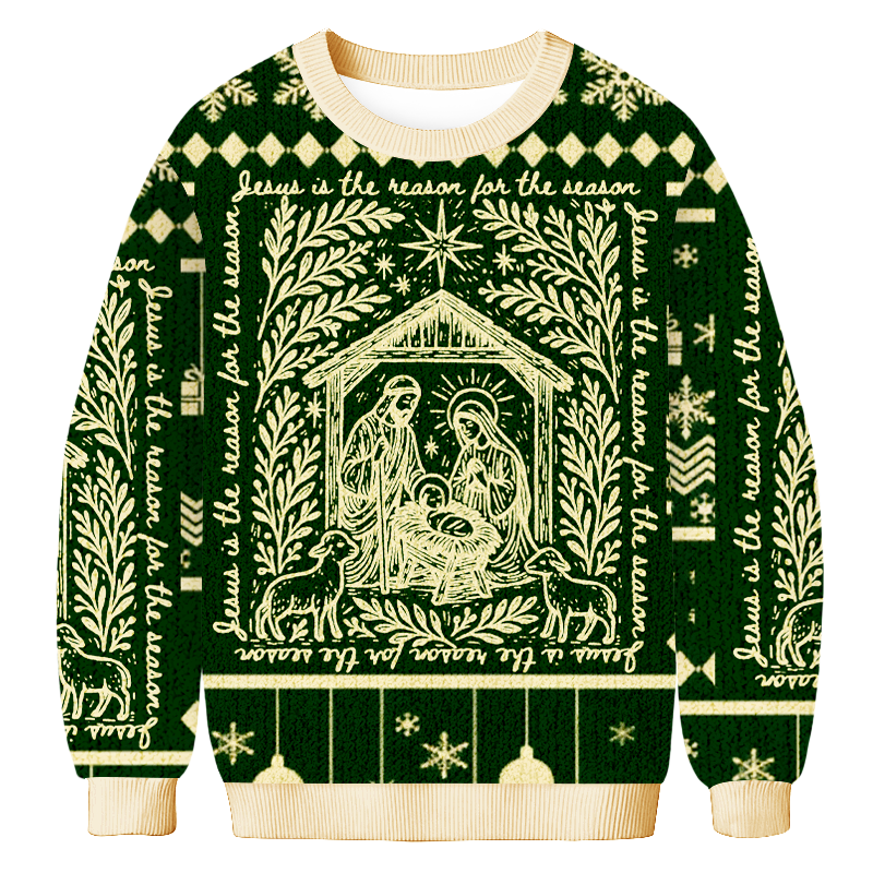 Baddiecat Jesus Was Born In This Season Christmas Ugly Sweatshirt
