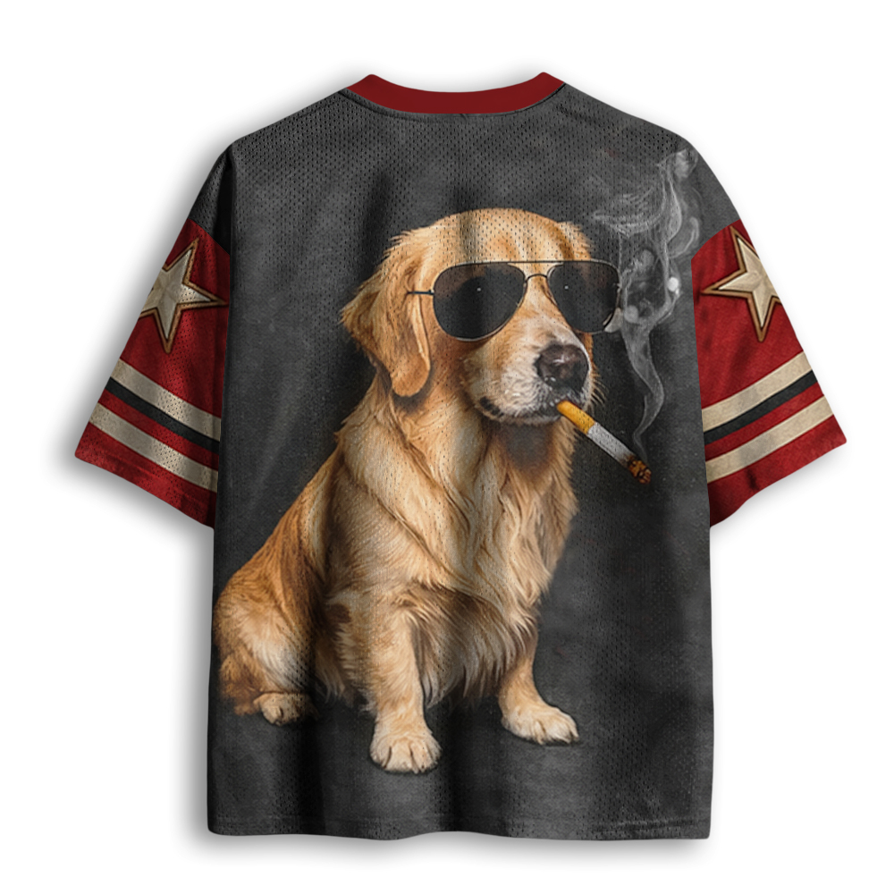Baddiecat Golden Retriever Dog Smoking Mesh Jersey
