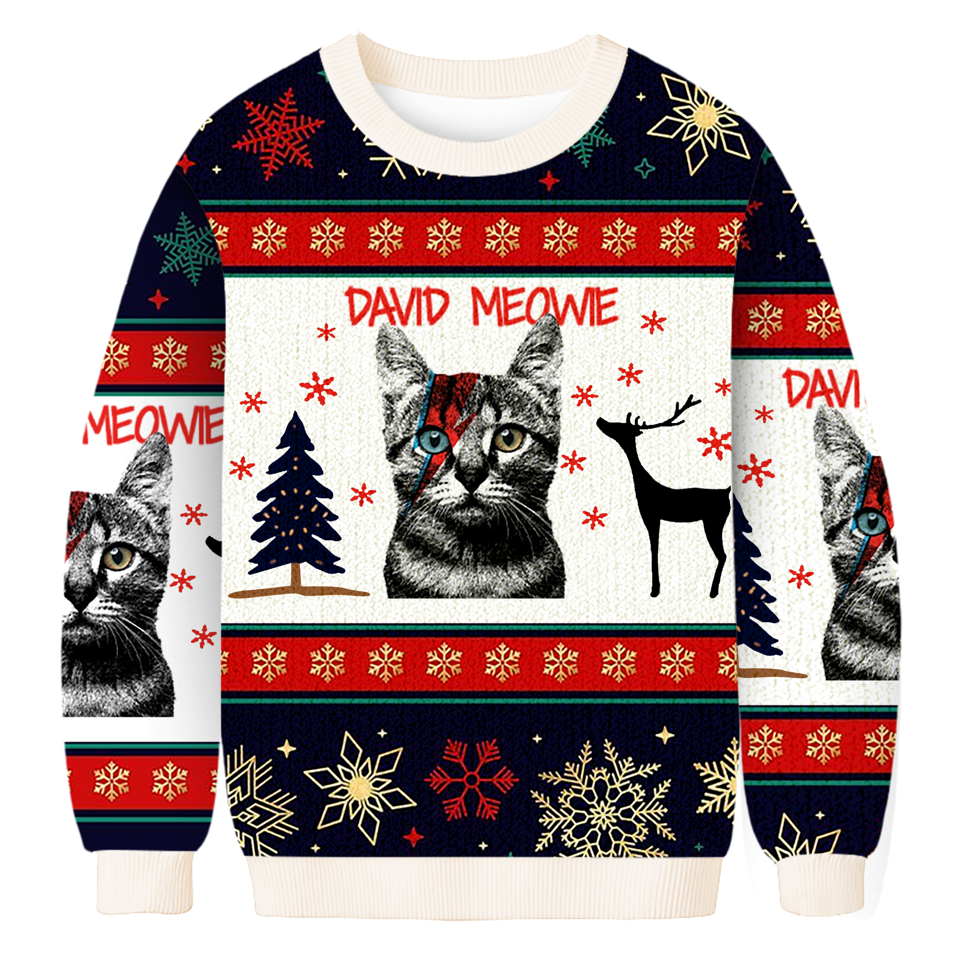 Baddiecat David Meowe Christmas Ugly Sweatshirt