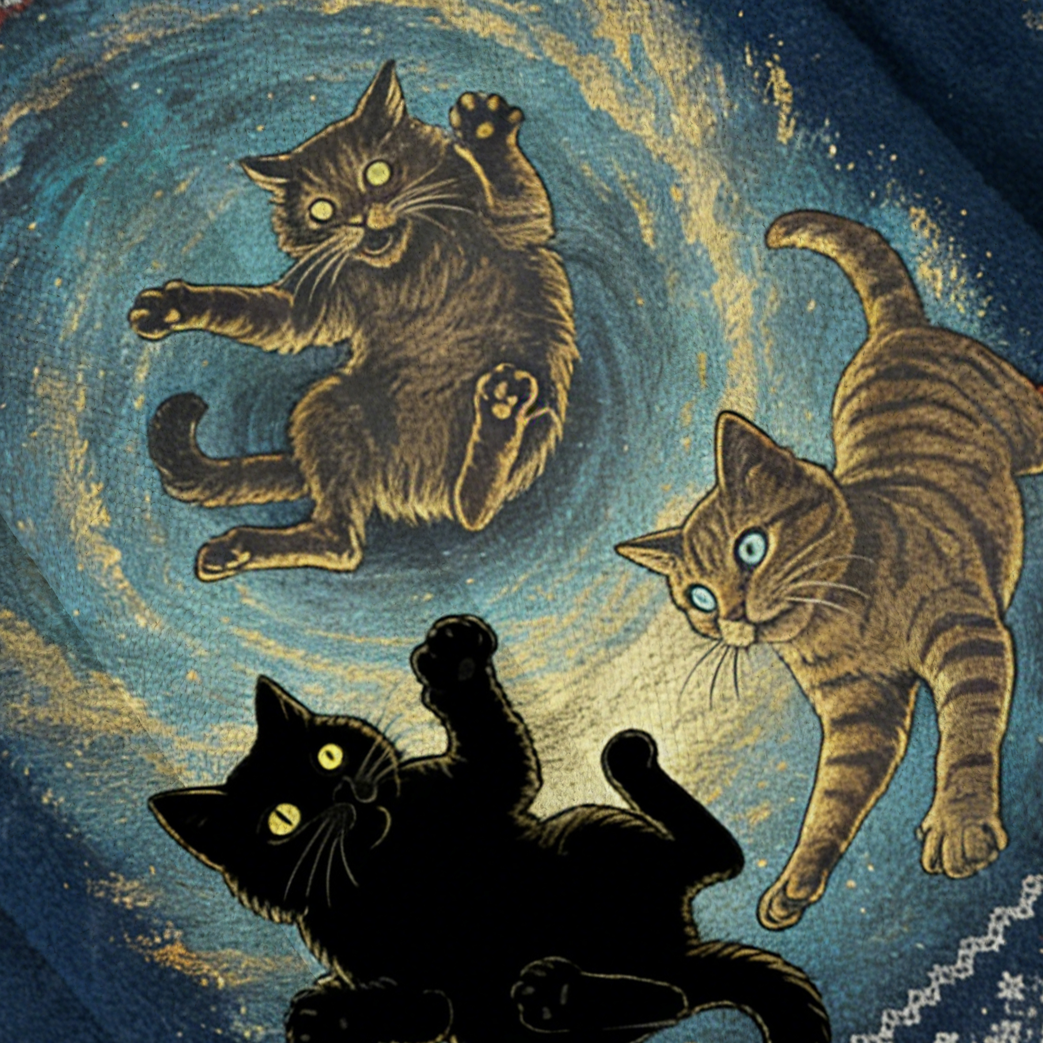 Baddiecat Cats In Starry Whirlpool Ugly Sweatshirt