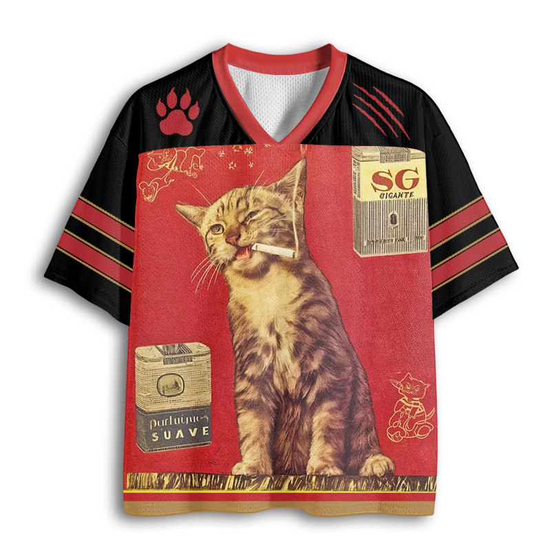 Baddiecat Smoking Cat Mesh Jersey