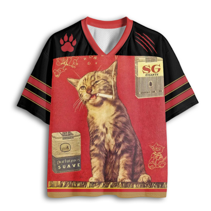 Baddiecat Smoking Cat Mesh Jersey