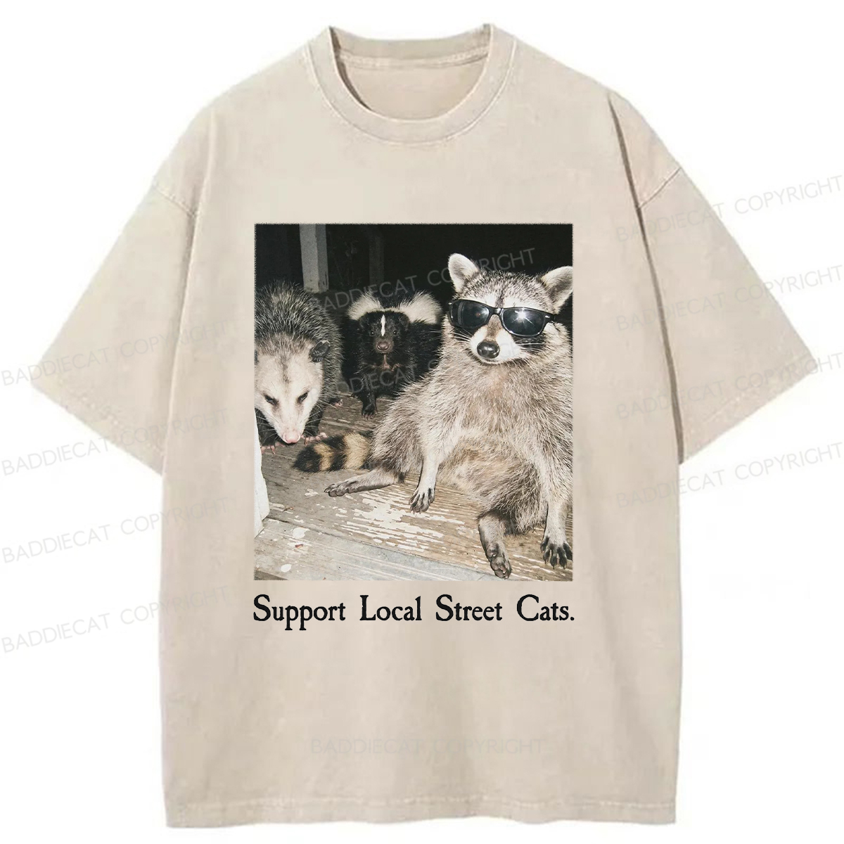 Baddiecat Support Local Street Cats Washed T-shirt